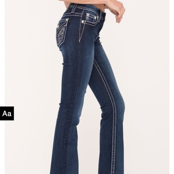 Angel Attitude bootcut Jeans by Miss Me Vintage Low Rise - Picture 2 of 8